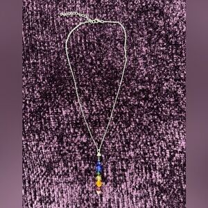 Silver Chakra Crystal Pendant Necklace - Multicolor